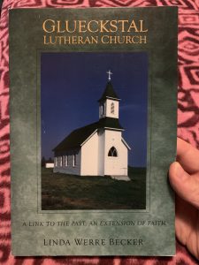 Photo of the printed book titled Glueckstal Lutheran Church, written by Linda Becker